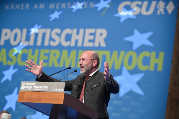 Der EVP-Vorsitzende Manfred Weber (CSU) am Politischen Aschermittwoch in Passau